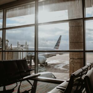 Aircraft seen from the departure gate window