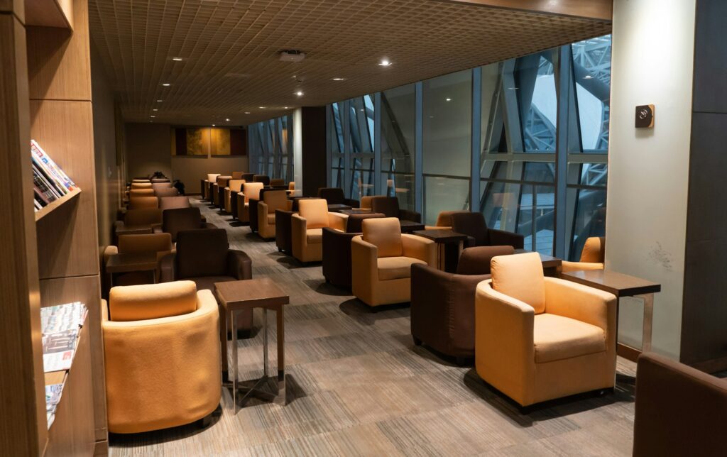 Elegant VIP airport lounge seating